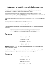 Notazione scientifica e ordini di grandezza Esempio Esempio