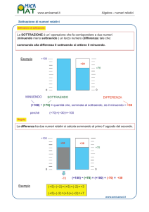 Sottrazione di numeri relativi