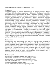 ANATOMIA ED ISTOLOGIA PATOLOGICA I e II Programma L