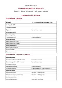 Management e diritto d`impresa Propedeuticità dei corsi Formazione