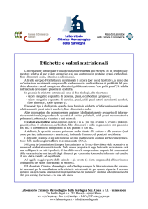 Etichette e valori nutrizionali - Laboratorio Chimico Merceologico