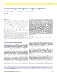 Il pregiudizio nel processo diagnostico e terapeutico in psichiatria