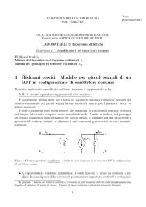 1 Richiami teorici: Modello per piccoli segnali di un