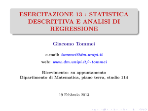 ESERCITAZIONE 13 : STATISTICA DESCRITTIVA E ANALISI DI