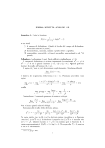 PROVA SCRITTA ANALISI 1-B Esercizio 1. Data la funzione f(x) = 1