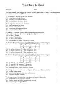 Test di Teoria dei Giochi