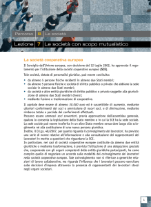Lezione 7 Le società con scopo mutualistico