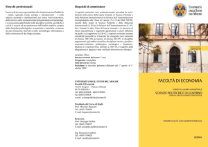Requisiti di ammissione Sbocchi professionali