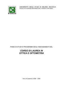 corso di laurea in ottica e optometria