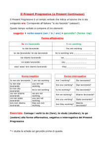 Il Present Progressive (o Present Continuous)