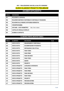 ELENCO ELABORATI PROGETTO PRELIMINARE