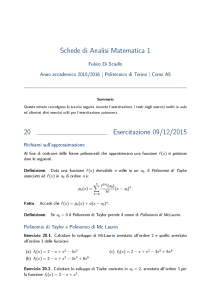 Schede di Analisi Matematica 1 20 Esercitazione 09/12/2015