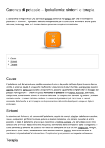 Carenza di potassio – Ipokaliemia: sintomi e terapia
