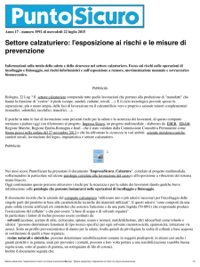 Settore calzaturiero: l`esposizione ai rischi e le misure