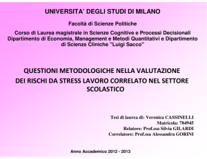 questioni metodologiche nella valutazione dei rischi da stress lavoro