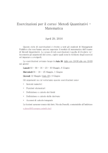 Esercitazioni per il corso: Metodi Quantitativi