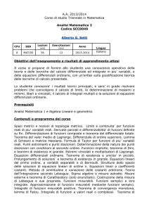 A.A. 2013/2014 Corso di studio Triennale in Matematica Analisi