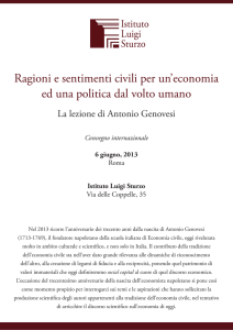 Ragioni e sentimenti civili per un`economia ed una politica dal volto