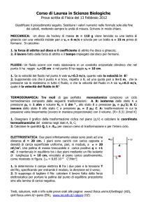 1) Un corpo di massa m1= 1 kg di muove su un piano orizzontale