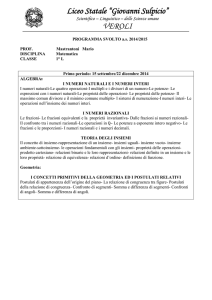Programma svolto 1 L matematica Prof. M. Mastrantoni