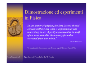 La dimostrazione in Fisica - Dipartimento di Fisica e Geologia