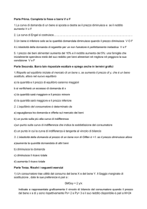 Parte Prima. Completa la frase o barra V o F 1.La curva di