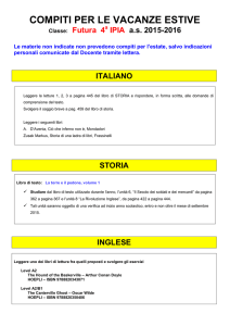 COMPITI PER LE VACANZE ESTIVE