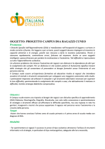 OGGETTO: PROGETTO CAMPUS DSA RAGAZZI CUNEO Premessa