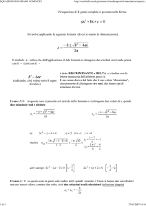 EQUAZIONI DI II GRADO COMPLETE