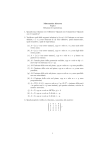 Matematica discreta Foglio1 Relazioni di equivalenza 1. Quando