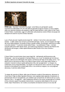 Da Maria impariamo ad essere Comunità che prega