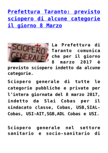 previsto sciopero di alcune categorie il giorno 8 Marzo