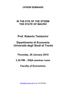 Prof. Roberto Tamborini Dipartimento di Economia Università degli