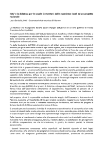 INAF e la didattica per le scuole Elementari: dalle esperienze locali