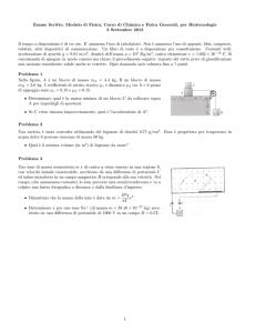 Esame Scritto, Modulo di Fisica, Corso di Chimica e Fisica Generali