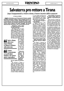 Salvatene prò rettore a Tirana - Federazione Trentina della