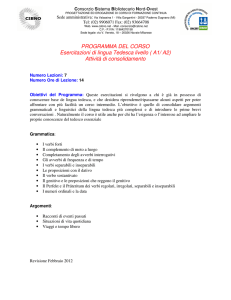 PROGRAMMA DEL CORSO Esercitazioni di lingua Tedesca livello