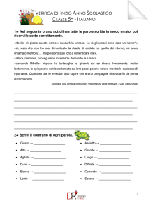 verifica di inizio anno scolastico classe 5a - italiano