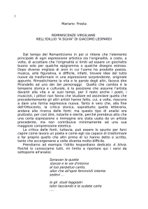 Reminiscenze virgiliane nell`idillio "A Silvia" di Giacomo Leopardi
