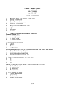 Test di ammissione Filosofia a.a. 2016/2017