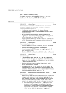 Curriculum Andrea Benso Rinnovamento di Palocco