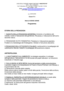 Programma STORIA DELLA PEDAGOGIA 1. NASCITA DELLA
