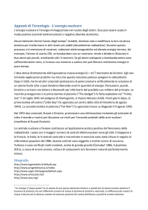 Appunti di Tecnologia - L`energia nucleare