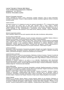 Laurea Triennale in Scienze della Natura Corso di Matematica ed