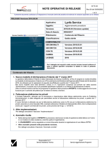 NOTE OPERATIVE DI RELEASE Lynfa Service