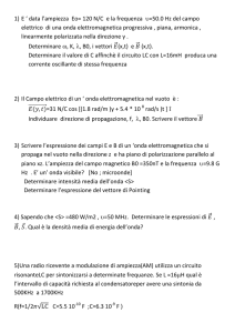1) E ` data l`ampiezza Eo= 120 N/C e la frequenza υ=50.0 Hz del