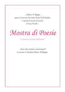 Sabato 11 Maggio presso L`oratorio Giovanni Paolo II di Delebio si