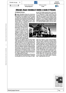 Alberghi, Bauer ristruttura il debito e vende il Palladio di