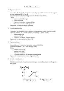 Problemi di termodinamica 1. Espansione isoterma Una mole di elio