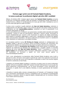 Partono oggi i primi corsi di Fastweb Digital Academy, la nuova